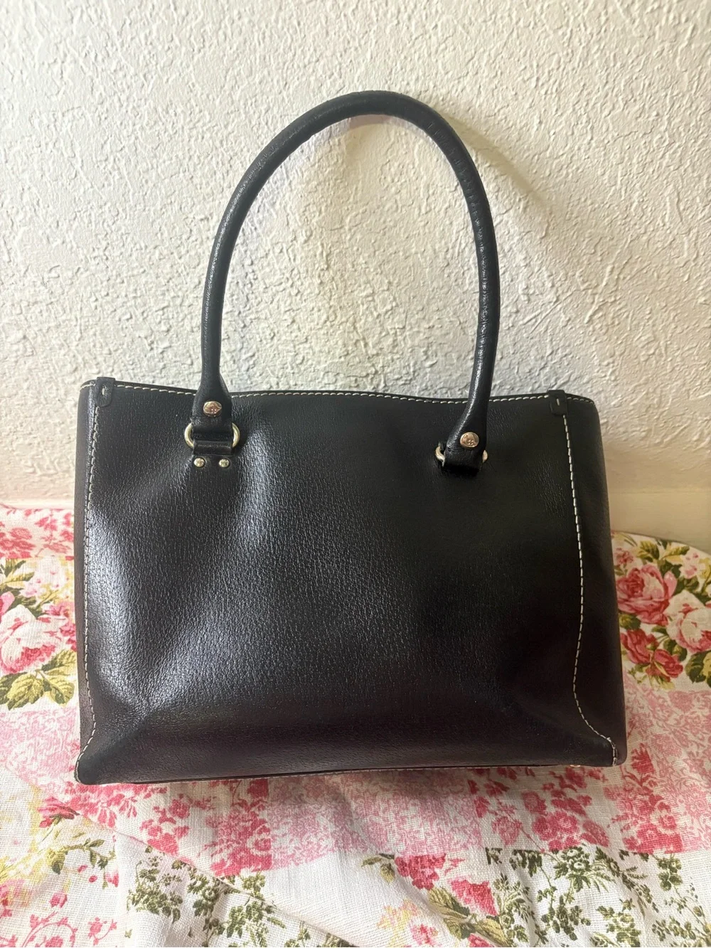 kate spade Black Pebbled Leather Satchel with Double Handles